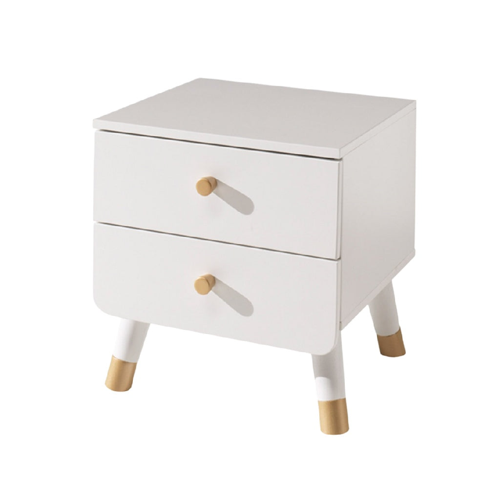 Com Moderno Bianco con Due Cassetti e Gambe in Legno
